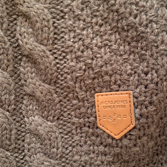 NWT Jack & Jones Brown Cable-Knit Crewneck Sweater Size Large - Picture 4 of 5